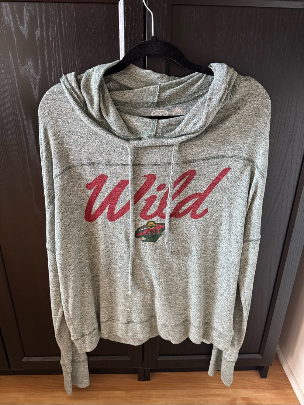 NHL Gray Cowl Neck 'Wild' Graphic Sweater with Red Logo